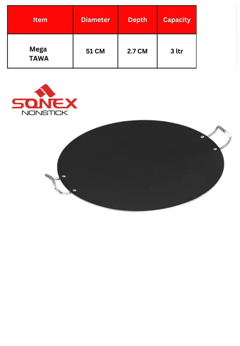 SONEX Double Handle Non Stick Mega Tawa 51CM